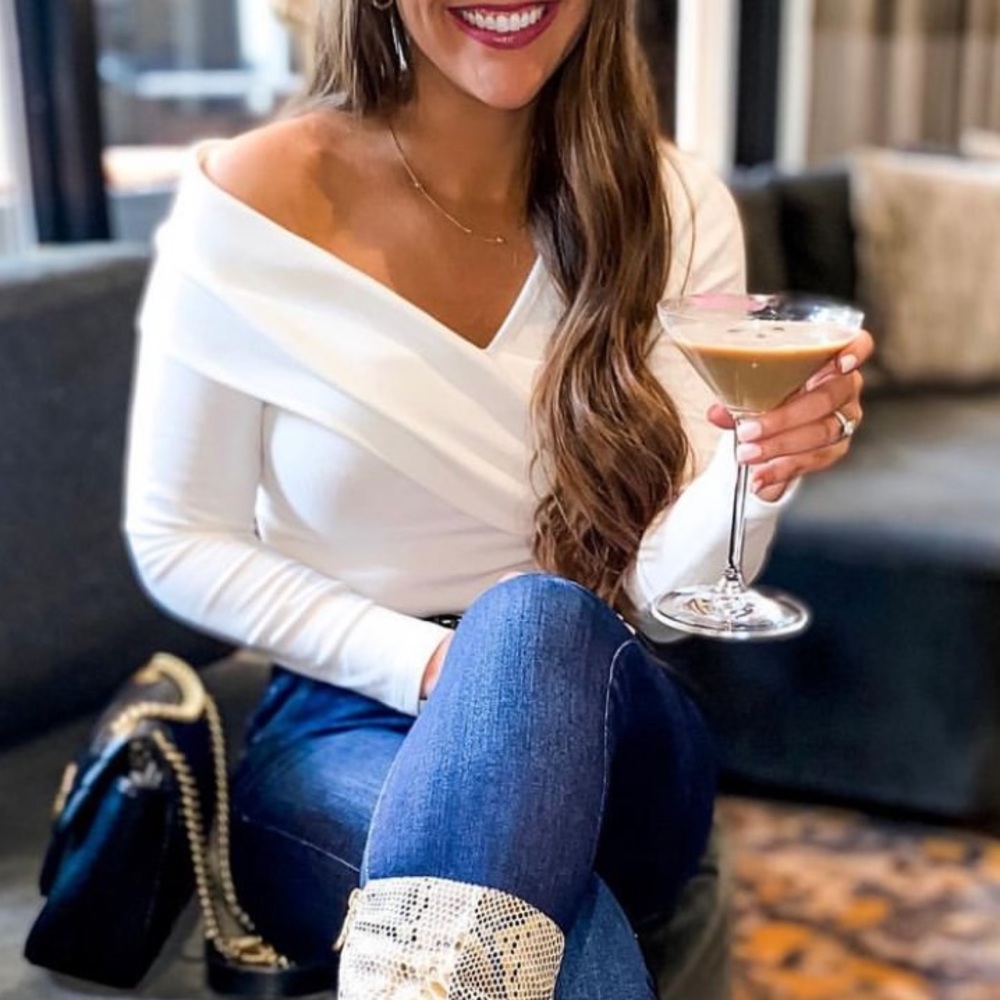 White over the shoulder top